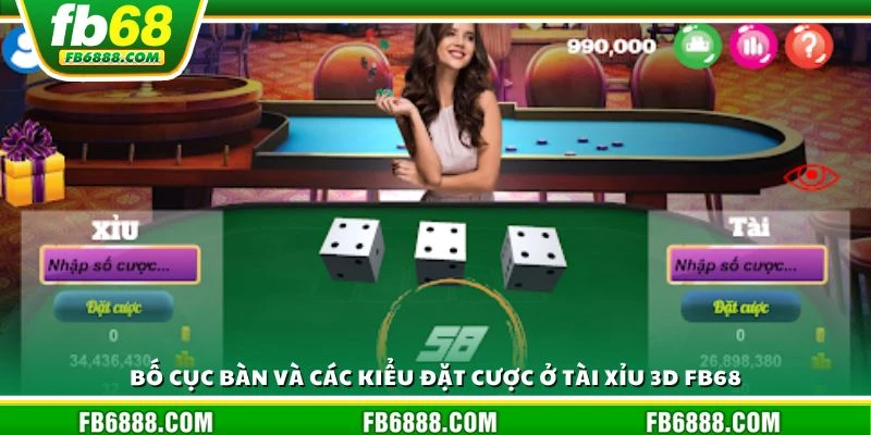 Bố cục bàn và các kiểu đặt cược ở tài xỉu 3D FB68